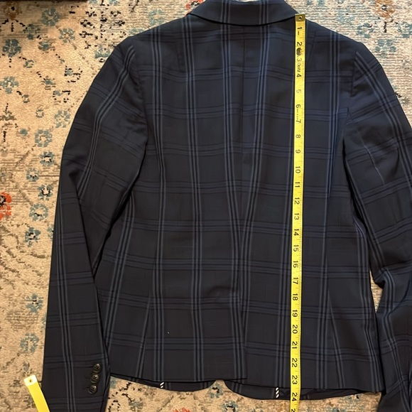 Banana Republic Washable Wool Blazer Navy Plaid Size 4 - Picture 14 of 16
